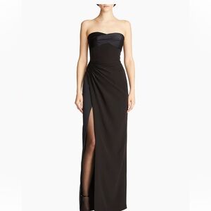 Halston Esther strapless crepe & satin gown NWT